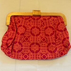 Old Navy Red and Orange Patterned Clutch